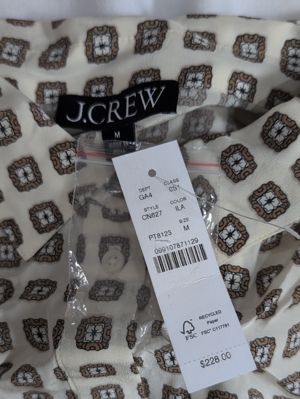 J Crew New Amelia shirt-dress in foulard print CN627 NWT Size M - Picture 7 of 8